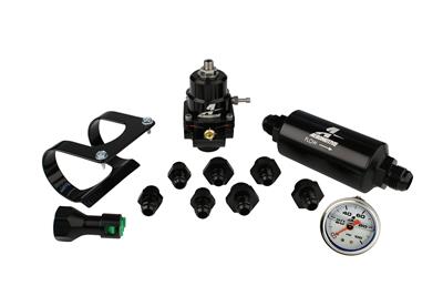 Aeromotive Fuel Pressure Regulator, EFI OEM Stealth, Inline, Aluminum, Black Anodized, Fuel Filter - 17351