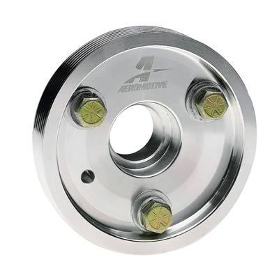 Aeromotive Crankshaft Pulley, Serpentine, 6-Groove, Billet Aluminum, Polished, Chevy, Pontiac - 21101
