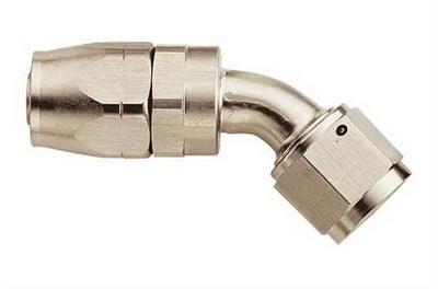 Aeroquip Fitting, Hose End, AQP Hose, 45 Degree, -6 AN Hose to Female -6 AN, Aluminum, Nickel - FBE4022