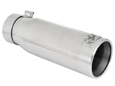AFE Power Exhaust Tip, Mach Force XP, Round, Clamp-on, Stainless, Polished, 3.00 in. Inlet - 4992043P