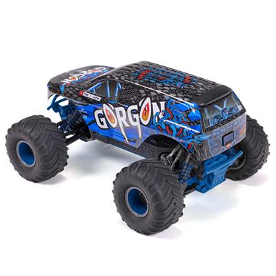ARRMA RC Truck, 1/10 GORGON 4X2 MEGA 550 Brushed Monster Truck, RTR, Black and Blue, Each - ARA3230T1