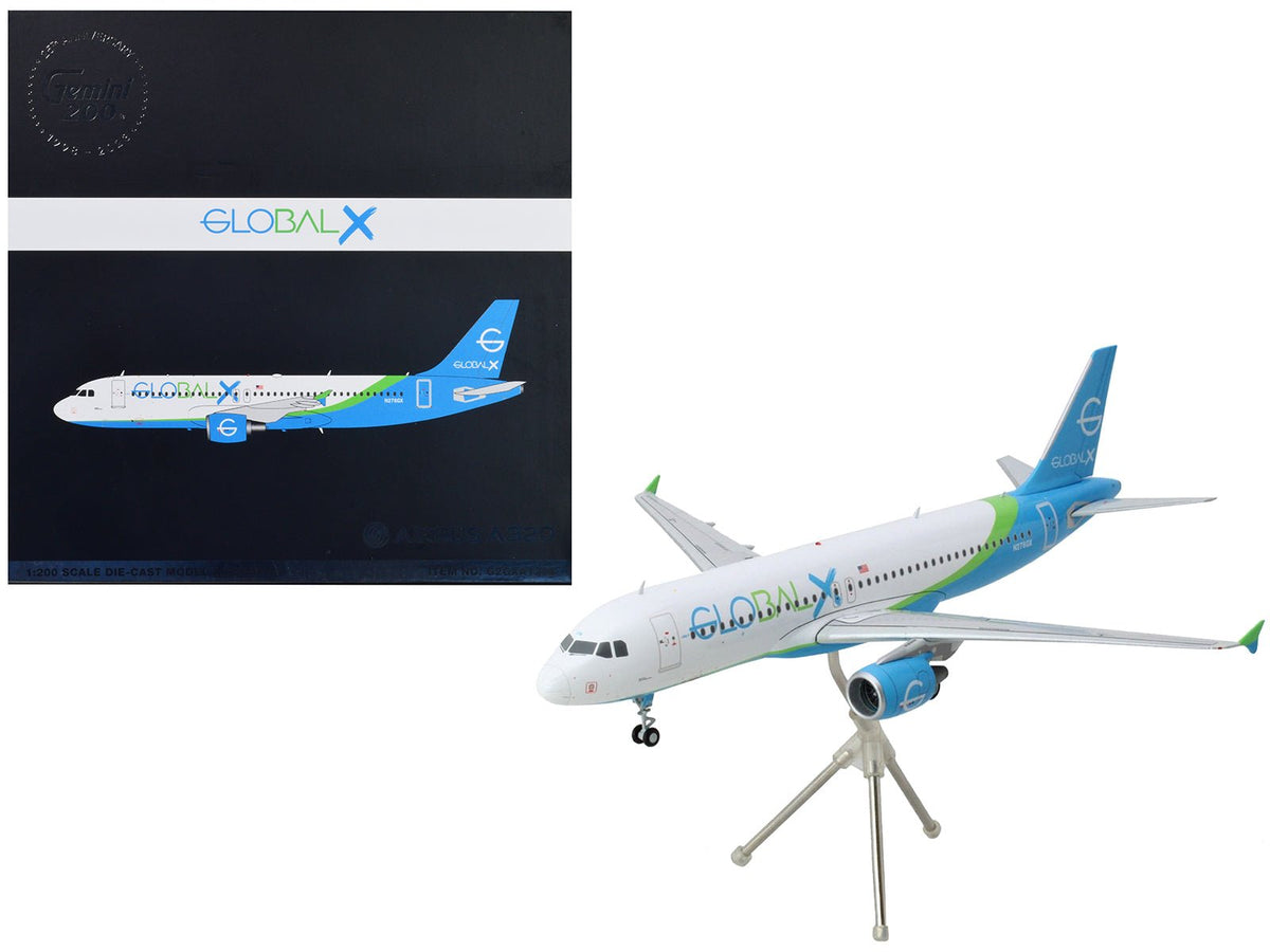 Rapid Vehicles Airbus A320 Commercial Aircraft "GlobalX Airlines" White with Blue and Green Tail...