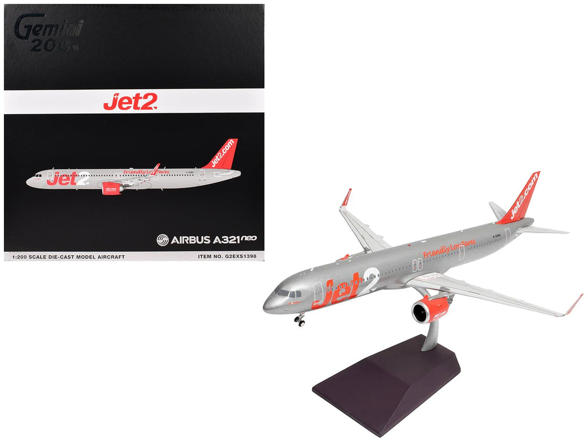 Rapid Vehicles Airbus A321neo Commercial Aircraft "Jet2" (G-SUNO) Silver with Red Tail "Gemini...