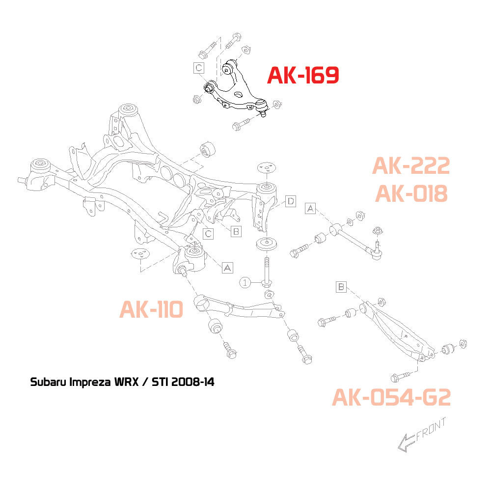 Godspeed Subaru Impreza WRX/WRX STI (GR/GV) 2008-14 Adjustable Rear Upper Camber Arms With Ball Joints