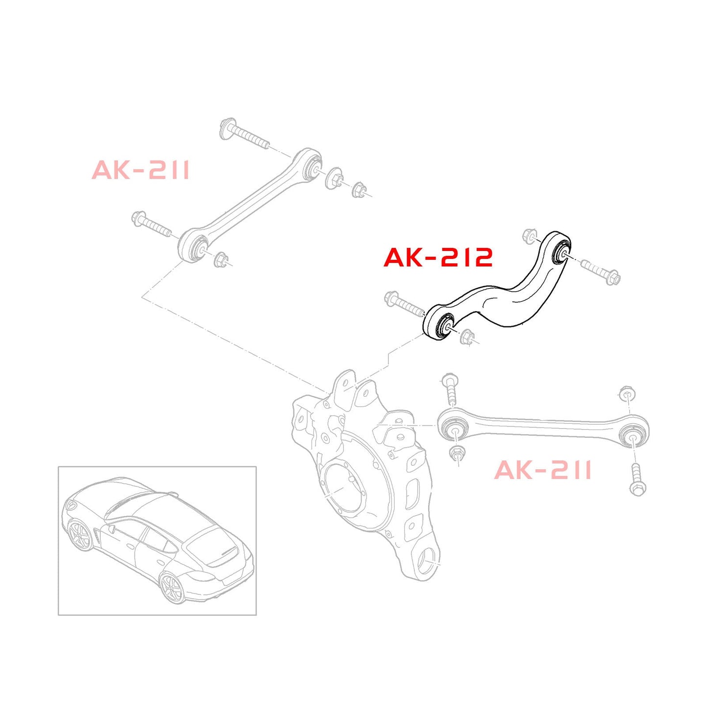 Godspeed Porsche Panamera (970/971) Adjustable Arms With Spherical Bearing