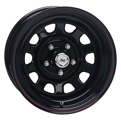 Allied Wheels Wheel, Daytona, Steel, Gloss Black, 15 in. x 8.0 in., 6 x 5.50 in. Bolt Circle, 3.75 - 5158060