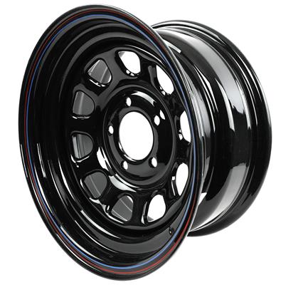 Allied Wheels Wheel, Daytona, Steel, Gloss Black, 15 in. x 7.0 in., 5 x 4.75 in. Bolt Circle, 3.75 - 5157034