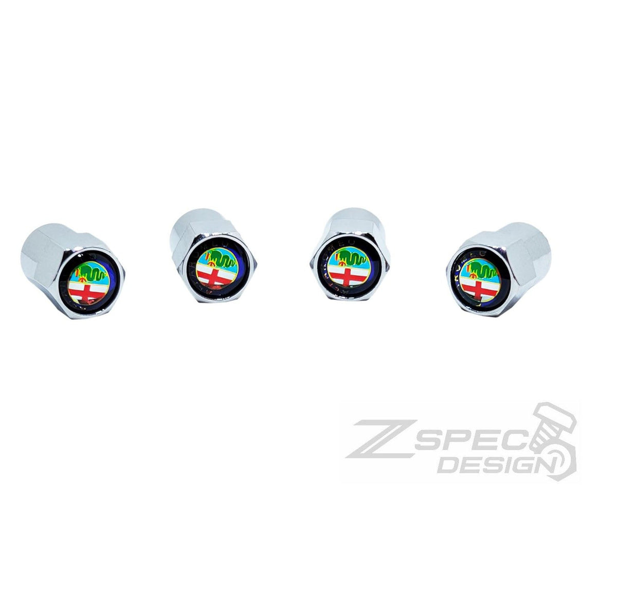 Chrome Valve Stem Tire Caps, Style: Alfa Romeo Style