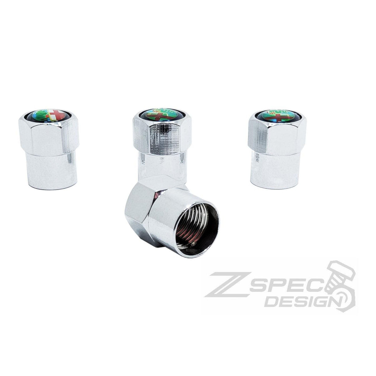 Chrome Valve Stem Tire Caps, Style: Alfa Romeo Style