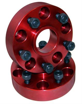 Alloy USA Wheel Spacers, 1.5 in. Thick, Aluminum, Red Anodized, 5 x 5 in. Bolt Circle, Jeep, Pair - 11300
