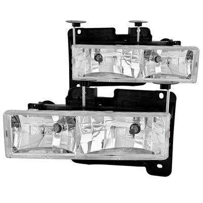Anzo USA Headlight Assemblies, Clear Lens, Chrome Housing, Chevy, GMC, Set - 111004