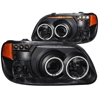 Anzo USA Headlights, Projector with Halo, Clear Lens, Black Housing, Ford, Pair - 111132