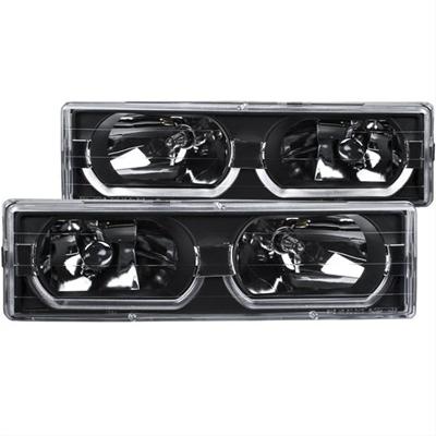Anzo USA Head Light Assembly, Diamond Cut, Clear, Black Housing, Chevy, GMC, Pair - 111299