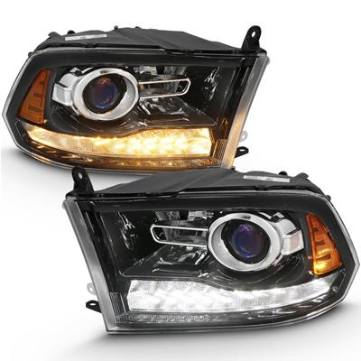 Anzo USA Headlight Assemblies, Projector Plank Style Switchback Headlights, High/Low Beam, Dodge - 111439