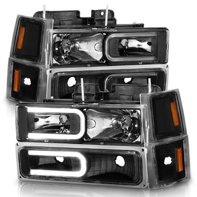 Anzo USA Headlight Assemblies, Halogen, High/Low Beam, Clear Lens, Black Housing, Chevrolet, GMC - 111528