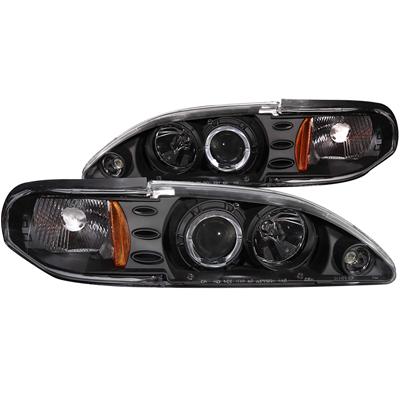 Anzo USA Headlights, Projector with Halo, Clear Lens, Black Housing, LED, Ford, Pair - 121038