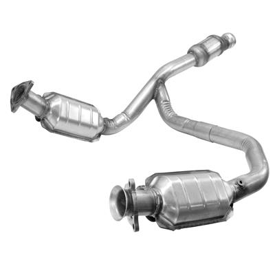 AP Exhaust Catalytic Converters, Direct-Fit, Two Stock Flange Inlets, One Slip Fit Outlet, Ceramic - 645159