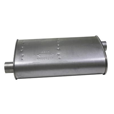 AP Exhaust Muffler, MSL, Oval, Baffled, Steel, Aluminized, 2.25 in. Offset Inlet/Outlet, 23.00 in. - 700473