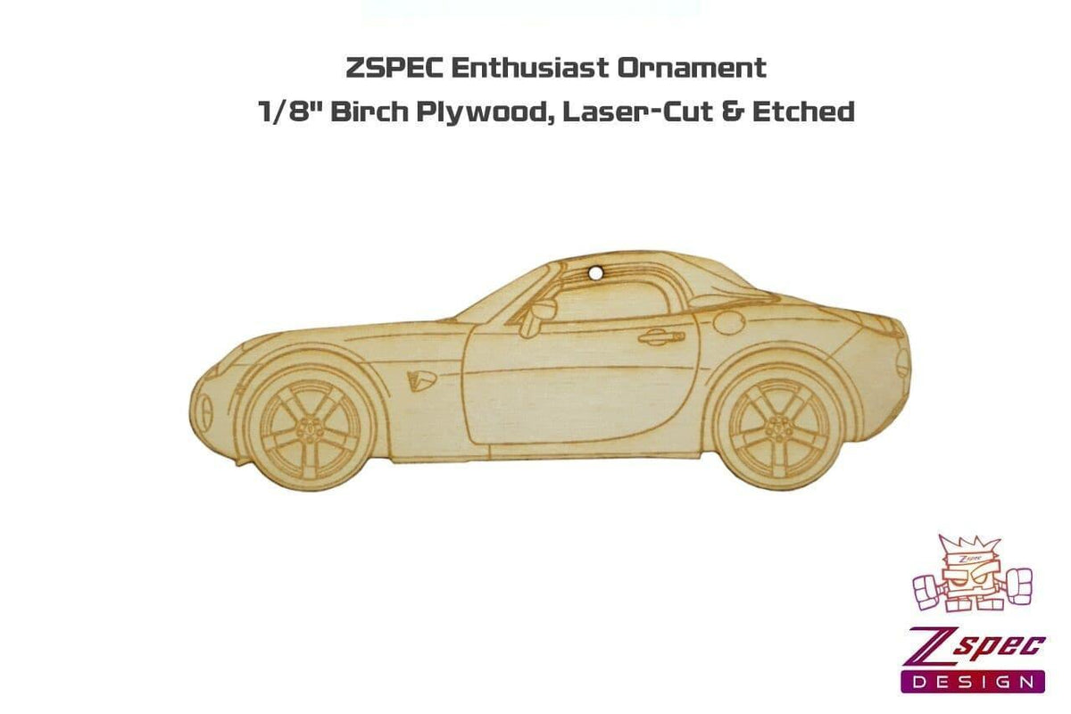 ZSPEC Laser-Engraved Birch Ornament, Style: Pontiac Solstice/Saturn Sky ~5-inch Wide