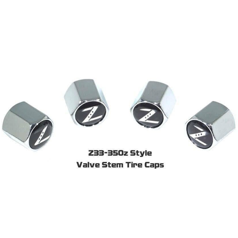 Chrome Valve Stem Tire Caps, Style: Nissan 350z Z33