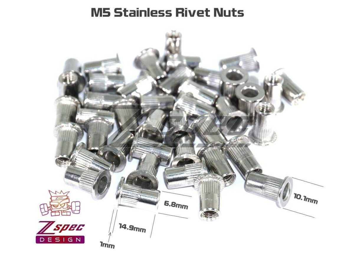 ZSPEC M5-0.8 Rivet Nuts, SUS304 Stainless Steel, 10-Pack