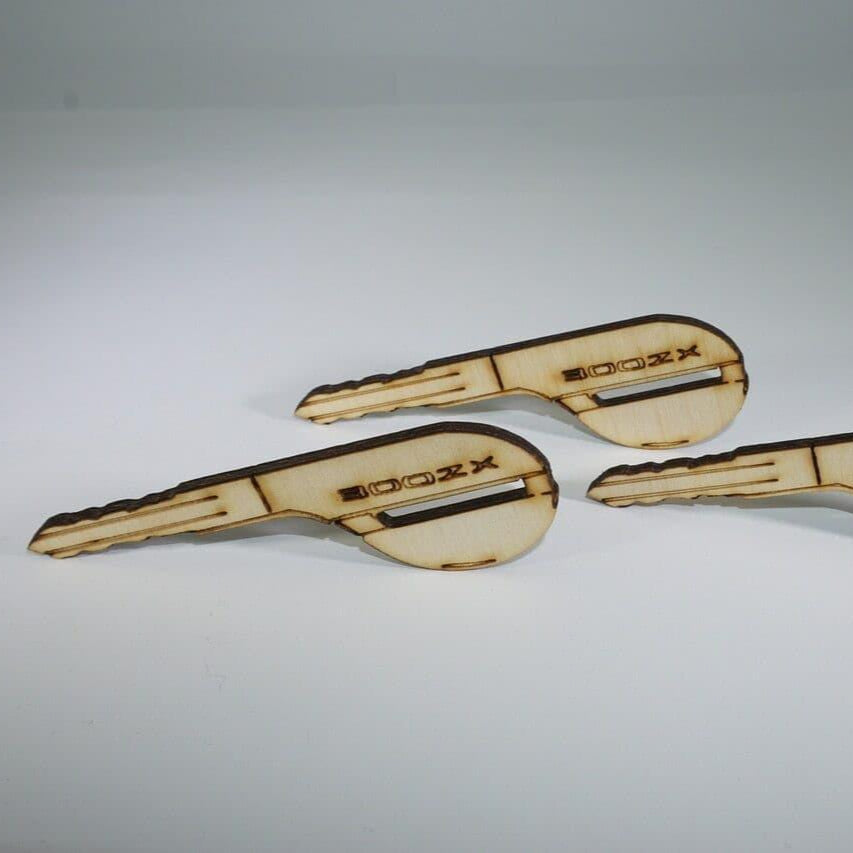 ZSPEC Laser-Engraved Birch Key Ornaments, Set of 4, Style: Nissan 300zx Z32, ~5-inch Wide