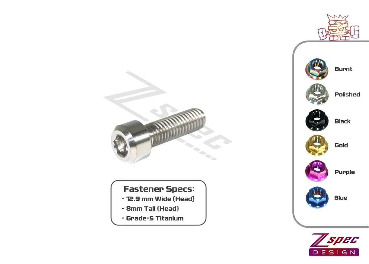 ZSPEC M8-1.25x25mm Socket-Cap SHSC Fastener/Bolt, Titanium Grade-5, Per Each