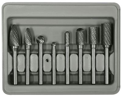 Astro Pneumatic Tool Company Double Cut Carbide Rotary Set, Deburr Kit, 1/4 in. Shank, Set of 8 - 2181