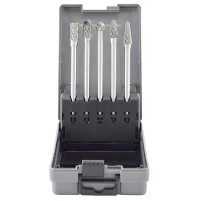 Astro Pneumatic Tool Company Port and Polishing Kits, 5-Piece Double-Cut Carbide Rotary Burr Sets - 2185