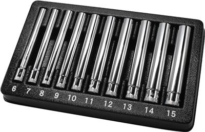 Astro Pneumatic Tool Company Extra Deep Socket Set, 6-Point, 1/4 in. Drive, 4.5 in. Length, Metric - 4111