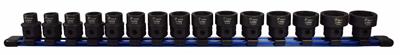 Astro Pneumatic Tool Company Impact Sockets, Nano, 1/2 in. Drive, Metric, Chromoly, Black, Set - 78215
