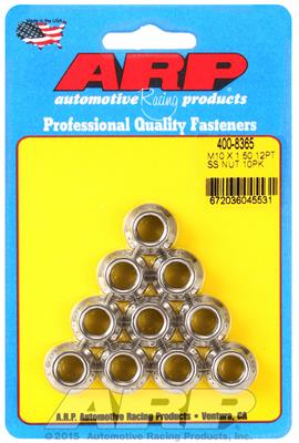 ARP Nut, 12-Point, Stainless Steel, Polished, 10mm x 1.5 Thread, Set of 10 - 4008365