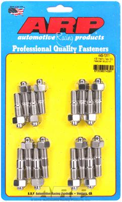 ARP Header Studs, Hex Nuts, Stainless Steel, Polished, 3/8 in.-16, Chrysler, Small Block, Set of 16 - 4451311