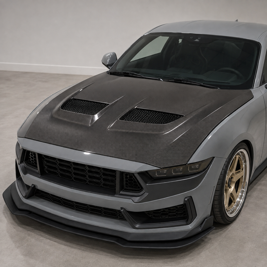 Dry Carbon Fiber GTD Style Vented Front Hood For Ford Mustang