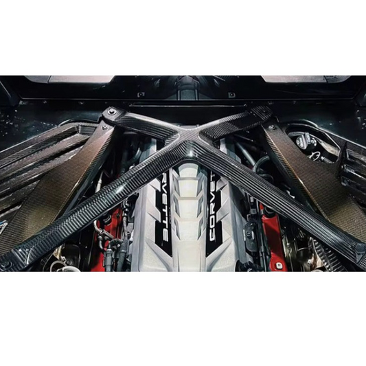 STRATEC SYSTEMS Dry Carbon Fiber Engine Bay X‑Brace for Chevrolet Corvette C8 Z51 Z06 Z07 - View 2