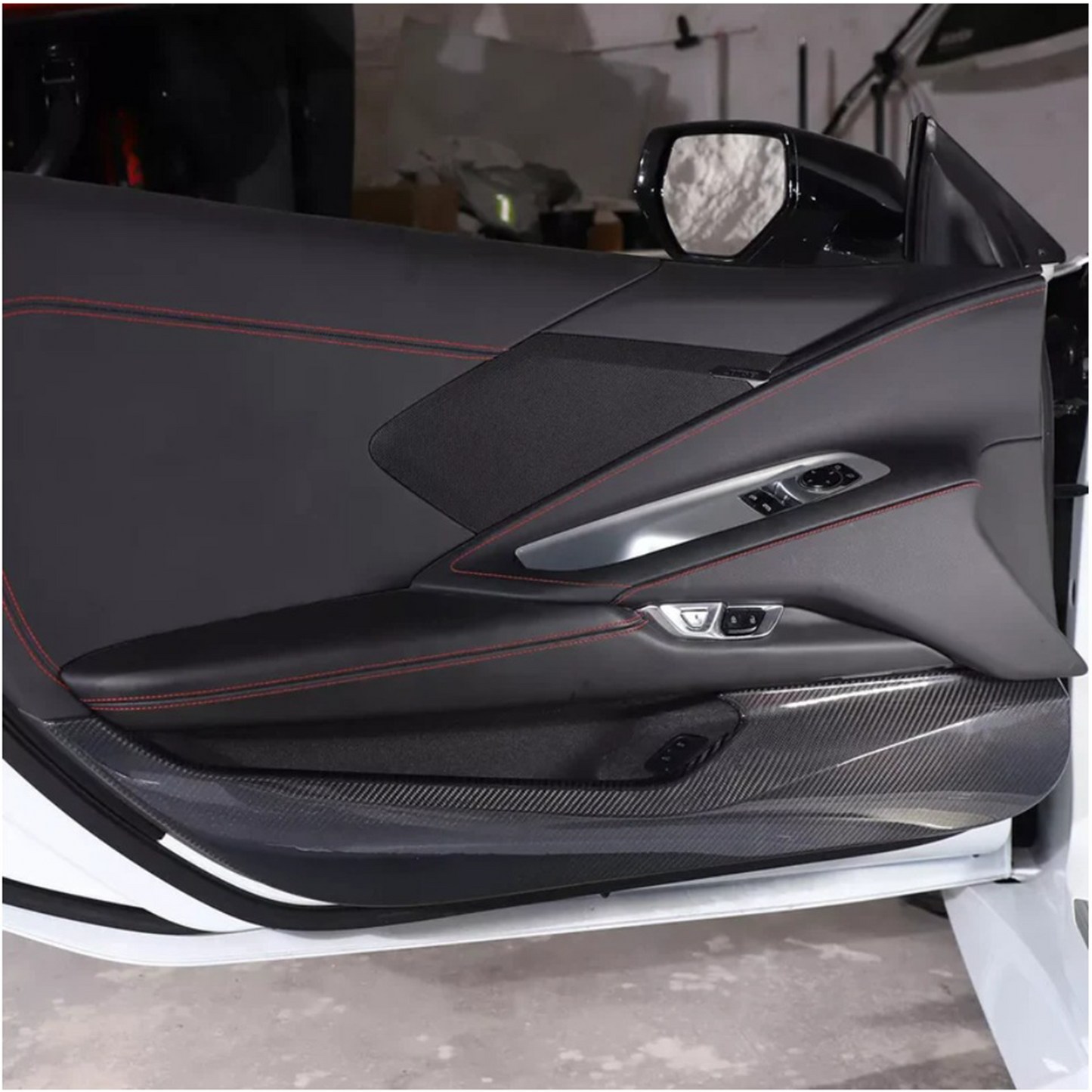 Dry Carbon Fiber Door Anti‑Kick Panel Cover V2 for Chevrolet Corvette C8