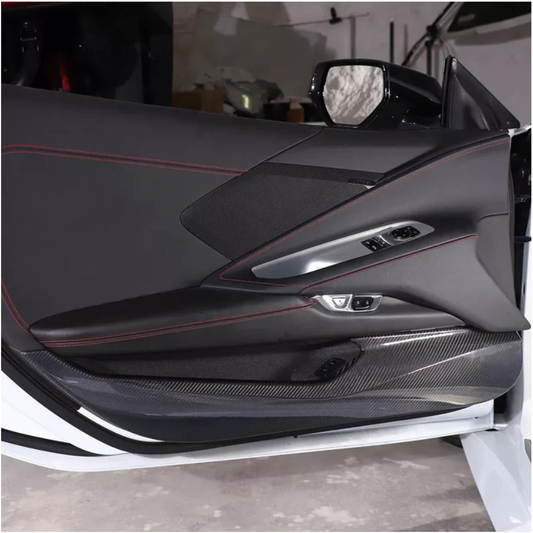 STRATEC SYSTEMS Dry Carbon Fiber Door Anti‑Kick Panel Cover V2 for Chevrolet Corvette C8