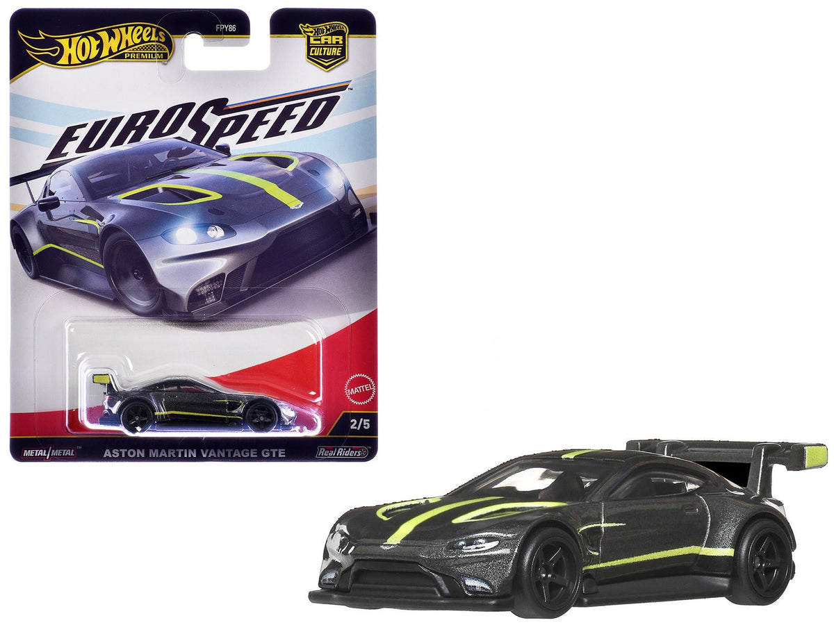 Rapid Vehicles Aston Martin Vantage GTE Dark Gray Metallic with Lime Green Stripes "Euro Speed"...