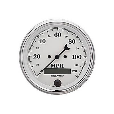 AutoMeter Gauge, Old Tyme White, Speedometer, Electric Programmable, 0-120 MPH, Each - 1680