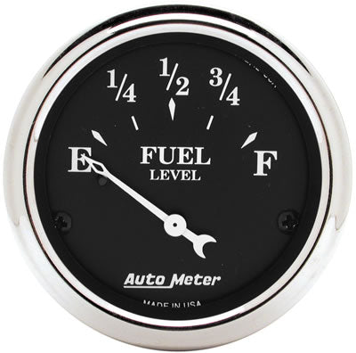 AutoMeter Gauge, Old Tyme Black, Fuel Level, Empty/Full, 0 Ohms/30 Ohms, 2 1/16 in., Analog - 1718