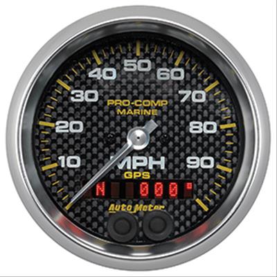 Auto Meter Marine Gauges, Pro-Comp Marine GPS Speedometer, 0-100 mph, 3 3/8 in., Analog, White - 20063640