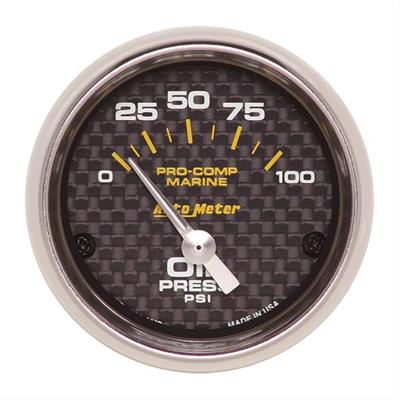 Auto Meter Marine Gauge/Analog, Oil Pressure, 2 1/6 in, Diameter, 0-100 psi, 90 Degree Sweep - 20075840