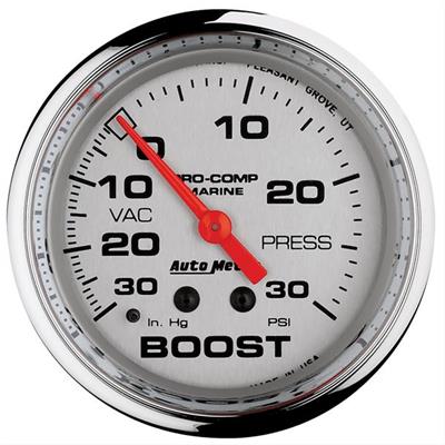 Auto Meter Marine Gauge, Pro-Comp Marine, Boost/Vacuum, 2 5/8 in., 30 in. HG/20 psi, Full Sweep - 20077535
