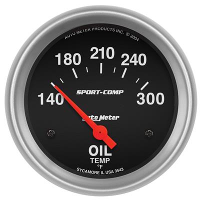 AutoMeter Gauge, Sport-Comp, Oil Temperature,140-300 Degrees F, 2 5/8 in., Analog, Electrical, Each - 3543