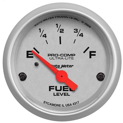 AutoMeter Gauge, Ultra-Lite, Fuel Level, Empty/Full, 0 Ohms/30 Ohms, 2 1/16 in., Analog - 4317