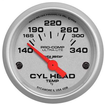 AutoMeter Gauge, Ultra-Lite, Cylinder Head Temperature, 140-340 Degrees F, 2 1/16 in., Analog - 4336