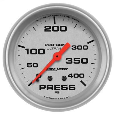 AutoMeter Gauge, Ultra-Lite, Pressure, 0-400 psi, 2 5/8 in., Analog, Mechanical, Each - 4424