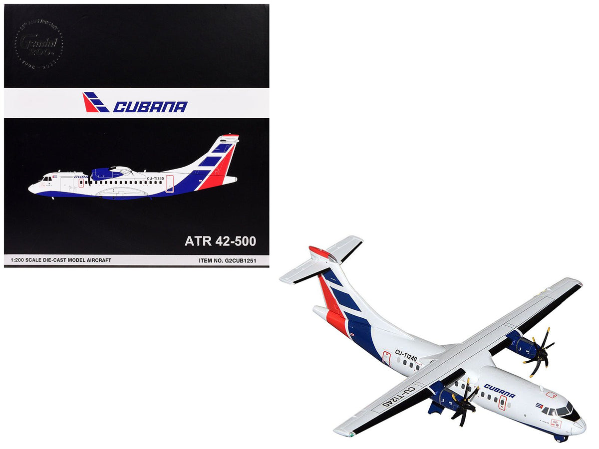 Rapid Vehicles ATR 42-500 Commercial Aircraft "Cubana" (CU-T1240) White with Blue and Red Tail...
