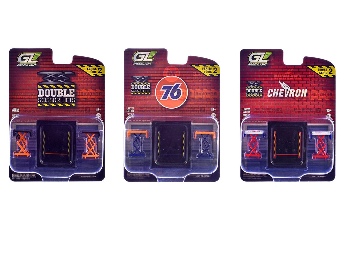 Rapid Vehicles Automotive "Double Scissor Lifts" Series #2 Set of 3 pieces 1/64 Diecast Models by...