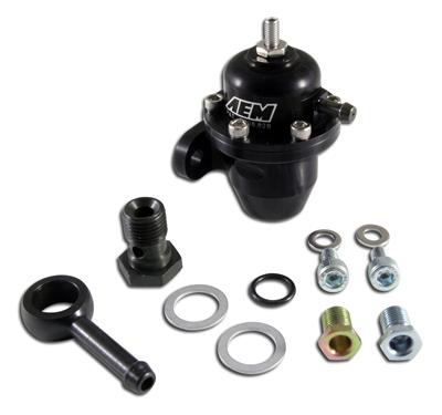 AEM Electronics Fuel Pressure Regulator, Black Anodized, 20-60 psi, for use on Acura®, Honda®, Each - 25303BK